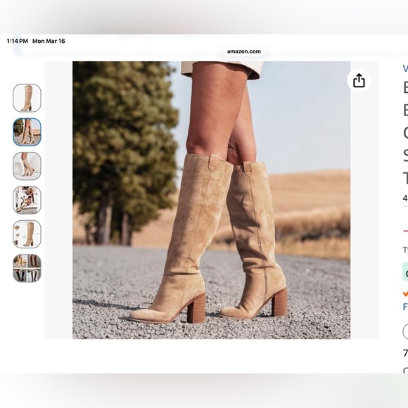 erocalli amazon Shoes - Suede Over-The-Knee Block Heel Boots in Taupe